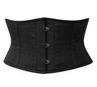 Womens Waist Trainer Cincher Heavy Duty Steel Boned Underbust Waspie Cotton Corset, Black, Large
