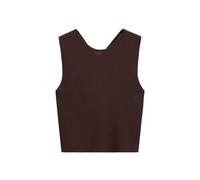 Women's Waistcoat Summer White Sleeveless Knitted Crew Neck Vest Cross Back Casual Fashion Sexy Sweater(Brown,L)
