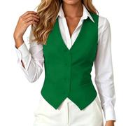 Women's Waistcoat Vest Fully Lined V Neck Button Down Formal Fitted Dressy Suit Vest Coat Vest Elegant Sleeveless Suit Vest Slim Fit Vest Casual Cardigans Holiday Jacket with Pockets