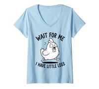 Women's Wait for Me I Have Little Legs Chicken Funny Humor Chick V-Neck T-Shirt
