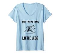 Women's Wait for Me I Have Little Legs Funny Frog Humor V-Neck T-Shirt