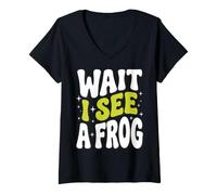 Women's Wait I See A Frog V-Neck T-Shirt