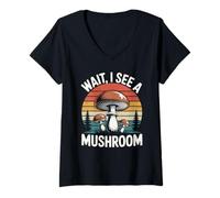 Women's Wait, I See a Mushroom V-Neck T-Shirt