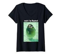 Women's Wait I'm Floated Silly Seal Meme V-Neck T-Shirt