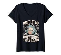 Women's Wait Let Me Overthink that Again Frog V-Neck T-Shirt
