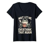 Women's Wait Let Me Overthink that Again Frog V-Neck T-Shirt