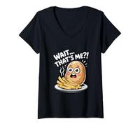 Womens Wait Thats Me Funny Potato French Fries Kawaii V-Neck T-Shirt
