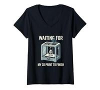 Women's Waiting for My 3D Print to Finish Funny Maker Design V-Neck T-Shirt