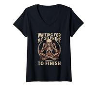 Women's Waiting for My 3D Print to Finish Funny Maker Design V-Neck T-Shirt