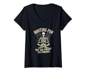 Women's Waiting for My 3D Print to Finish Funny Maker Design V-Neck T-Shirt