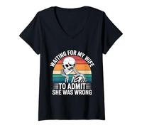 Womens Waiting for My Wife to Admit She was Wrong - V-Neck T-Shirt