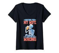 Womens Waiting For My Wife To Admit She Was Wrong V-Neck T-Shirt