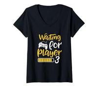 Women's Waiting for Player 3 - Pregnancy and Expecting Baby V-Neck T-Shirt