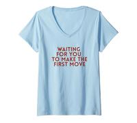 Women's Waiting for, You to Make The, First, Move Introvert Minimal V-Neck T-Shirt