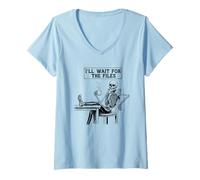 Women's Waiting Skeleton Meme Project Manager Office Humor Coworker V-Neck T-Shirt