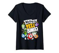 Women's Waiting to Yell Bingo for Game Night Fun V-Neck T-Shirt