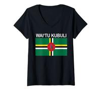 Womens Wai'tu Kubuli Island Carib Dominica Flag Design V-Neck T-Shirt