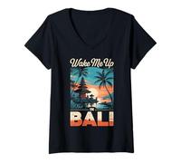 Womens Wake Me In Bali Balinese Temples Indonesian Bali Indonesia V-Neck T-Shirt