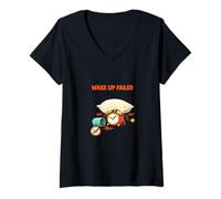 Women's Wake Up Failed Funny Morning Struggle Design V-Neck T-Shirt