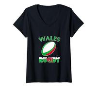 Womens Wales Rugby Red Welsh Dragons Pride V-Neck T-Shirt