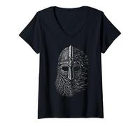 Women's Walhalla Odins Helmet Dead Animals Raven Wolf Tree of Life Viking V-Neck T-Shirt
