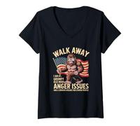 Womens Walk Away I Am A Grumpy Old Man I Have Anger Issues Bigfoot V-Neck T-Shirt