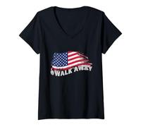 Womens #Walk Away Movement, Gift for Patriots, American Flag Gifts V-Neck T-Shirt