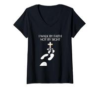 Women's Walk By Faith Christian Footsteps V-Neck T-Shirt
