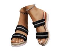 Women's Walk Of Shame Sandals - Comfortable 1.5-inch Platform and a Soft Insole Designed for All-Day Wear, Two Straps and Raffia Wrapped Outsole#16