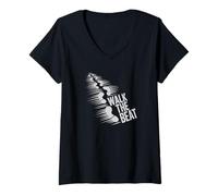 Womens Walk The Beat Music and Dance Graphic Tee Hip Hop Rap V-Neck T-Shirt
