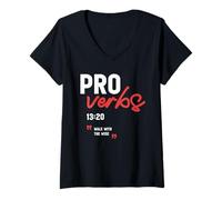 Women's Walk with The Wise Proverbs 13:20 Christian Bible Verse V-Neck T-Shirt