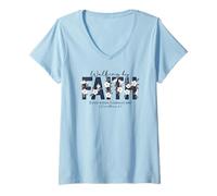 Womens Walking by Faith Even When I Cannot See - 1 Corinthians 5:7 V-Neck T-Shirt