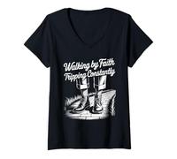 Womens Walking by Faith Tripping Constantly V-Neck T-Shirt