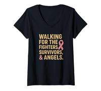 Womens Walking for Fighters Survivors & Angels V-Neck T-Shirt