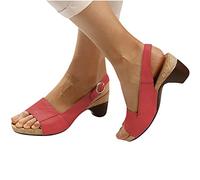 Womens Walking Sandals Elegant Low Chunky Heel Shoes Women Summer Heel Sandals Pumps Ankle Buckle Open Toe Casual Shoes Women's Casual Classic Slide Sandal Strappy Sandal Anti Slip Wide Fit Size