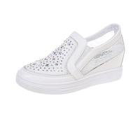 Women's Walking Shoes, Air Cushion Trainers with Elastic Orthopaedic Fitness Trainers, Jogging Shoes, Fitness Shoes, Road Running Shoes, Lightweight Fitness Shoes, White, 8 UK