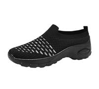 Women's Walking Shoes, Barefoot Shoes, Round Toe, Knitting, Soft Sporty Trainers, Non-Slip Trainers, Jogging Shoes, Slip On Lightweight Fitness Shoes, black, 7 UK
