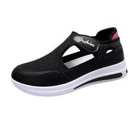 Women's Walking Shoes Breathable Mesh Nurse Shoes Comfortable Sandals Health Shoes Thick Sole Height Increases Trainers Slip On Trainers Outdoor Shoes Leisure Shoes, black, 6 UK