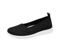 Women's Walking Shoes Classic Mesh Comfortable Solid Color Casual Shoes Slip on Soft Sole Lightweight Breathable Fashion Wide Toe Nurse Flats Shoes Work Office Loafers Black