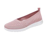 Women's Walking Shoes Loafers Lightweight Knit Slip On Mesh Breathable Barefoot Minimalist Sneakers Knit Dressy Shoes Casual Low-Top Flats Ladies Cushion Walking Trainers Pink