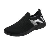 Women's Walking Shoes Mesh Weave Slip on Breathable Comfortable Soft Sole Cushion Lightweight Workout Gym Athletic Fashionable Sneakers Jogging Running Tennis Casual Shoes Black