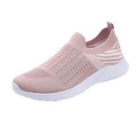 Women's Walking Shoes Mesh Weave Slip on Breathable Comfortable Soft Sole Cushion Lightweight Workout Gym Athletic Fashionable Sneakers Jogging Running Tennis Casual Shoes Pink