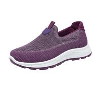 Women's Walking Shoes Sneakers Breathable Mesh Ballerina Slip on Loafers Slip on Round Toe Low Cut Thick Soft Sole Lightweight | Daily City Running Mom, 01 Purple, 8 UK
