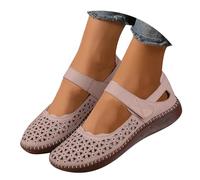 Womens Walking Shoes- Summer Flat Mom Sandals Breathable Soft Soles Casual Middle and Elderly Hole Shoes Hollow Slip Elderly Beach Shoes Women Chic Coffee