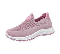 Women's Walking Shoes, Trainers, Ballerinas, Mesh Breathable Loafers, Slip-on Slip-on Round Toe, Low Cut, Thick Soft Sole, Lightweight for Everyday City Running Mom, 01 Pink, 6 UK