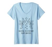 Women's Walking The Other Way Minimalist Aesthetic V-Neck T-Shirt