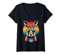 Women's Wallaby Australia Love Outback Wild Cute Kangaroo V-Neck T-Shirt