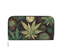 Womens Wallet A Puff In Time Weed Marijuana Zip Around Wallet Pu Leather Phone Clutch Purse Card Holder Organizer For Women Ladies, Black, One Size