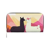 Womens Wallet Alpacas In Love In The Mountains Zip Around Wallet Pu Leather Phone Clutch Purse Card Holder Organizer For Women Ladies, Black, One Size