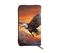Women's Wallet Clutch Large Capacity Long Wallet Eagle flying in the sunset Leather Ladies Card Phone Holder Travel Purse